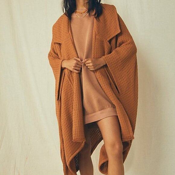 Free People Mile High Oversized Waffle Knit Kimono Cardigan One Size - Picture 1 of 5